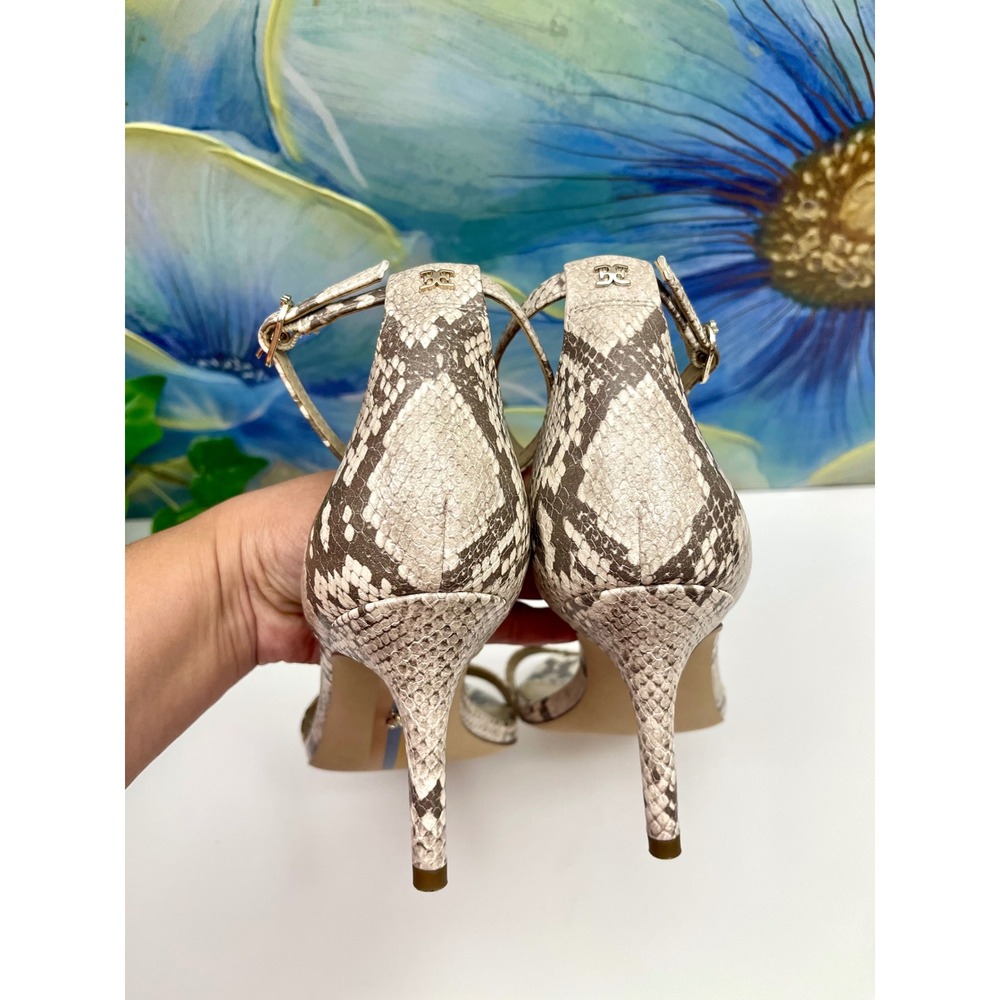 Sam Edelman Snakeskin Embossed Ankle Strap Stiletto Sandals Size 9.5 - Picture 6 of 9